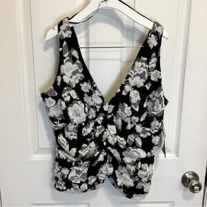 NWT JS Boutique lace & sequin tank top size Large black and white